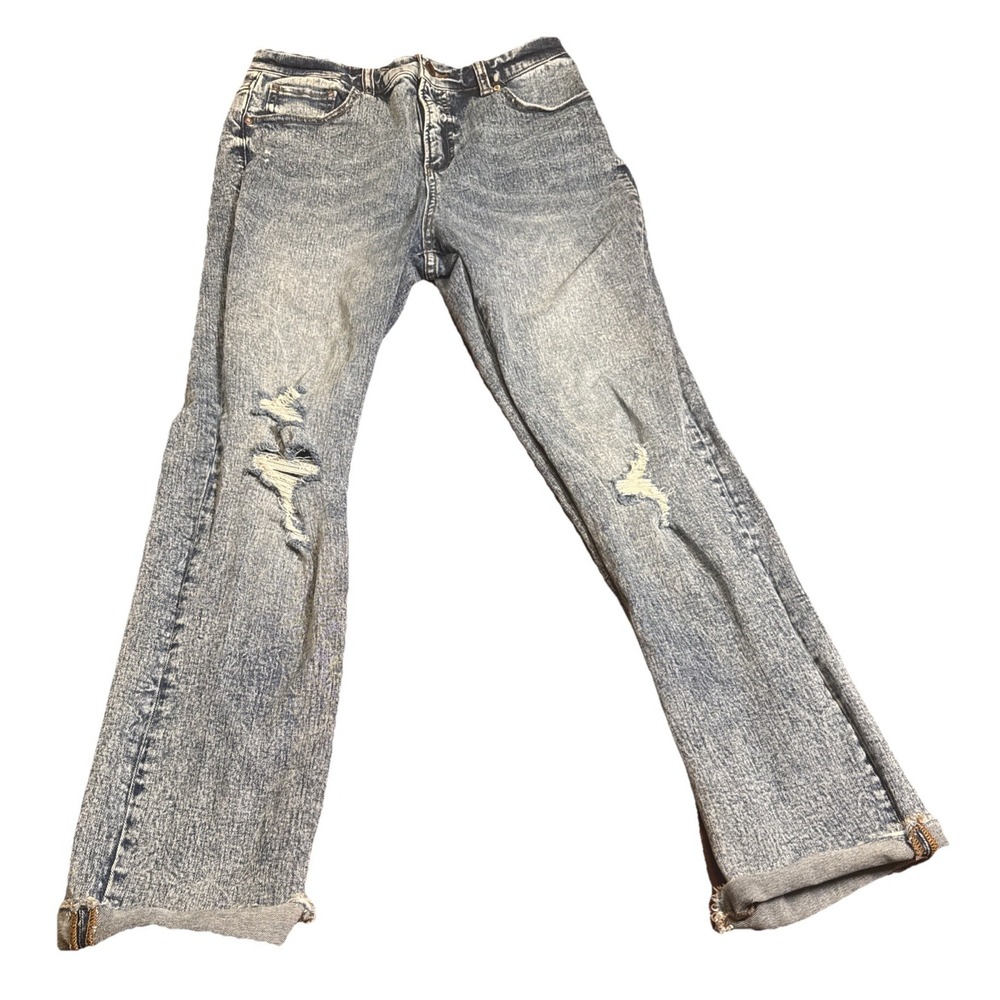 Boston Proper Jeans‎ Size 8 Women Light Acid Wash Distressed Straight Leg